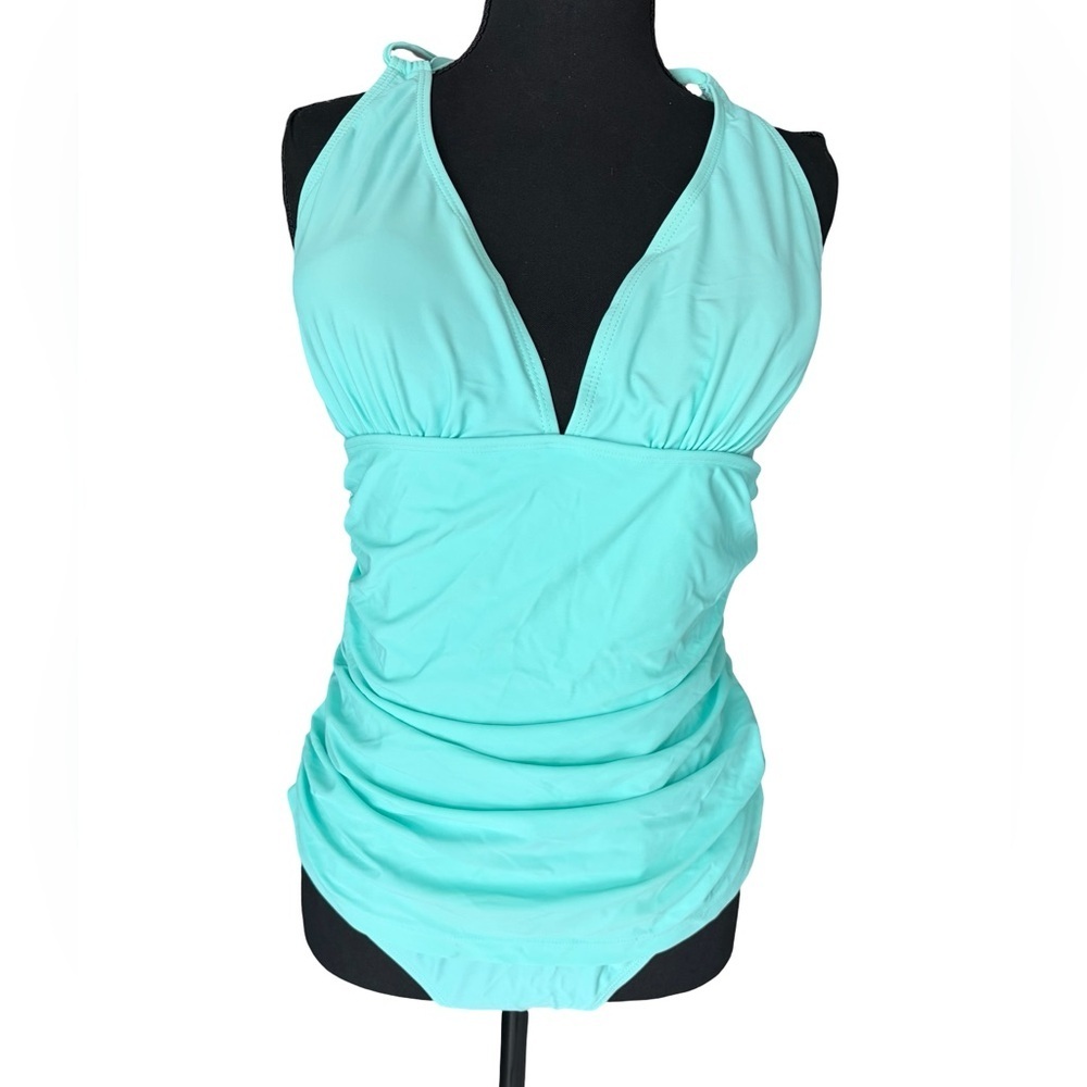 Gloria Vanderbilt Turquoise Halter One-Piece Swimsuit